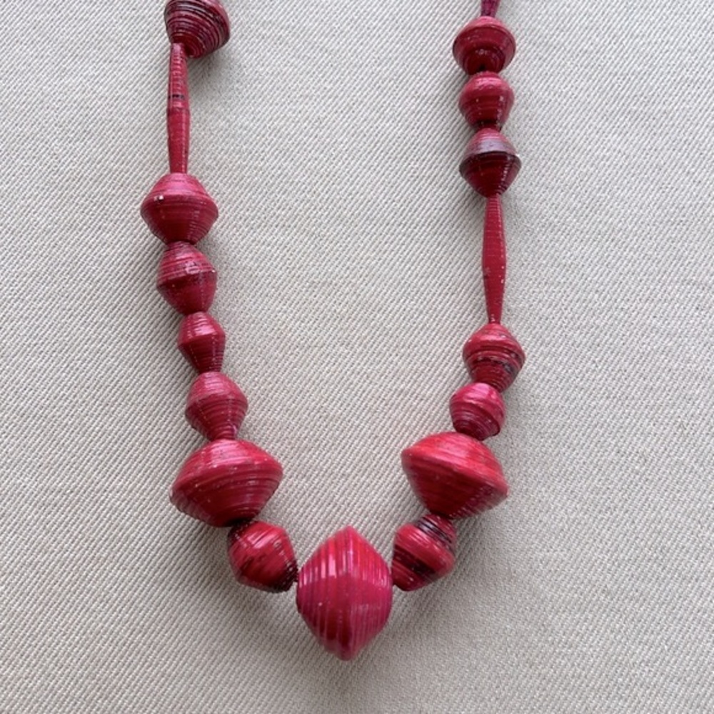 African Handmade Beads - Magenta